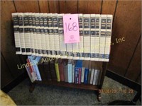 Book rack w/ The World Book volumes 1-19, & other