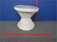 smaller round wicker side table
