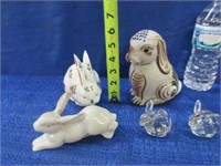 5 Easter bunnies (porcelain & glass)
