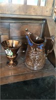 Lustre vase & pitcher cracked & repaired