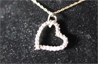 10k Gold Diamond Heart Pendant