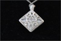 Mother of Pearl Cased in Sterling Filigree Pendant