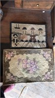 2 hooked rugs 8x12 & 11x14"