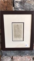 Framed etching 12"x14" stained