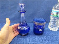 smaller cobalt blue bohemian bottle & short glass