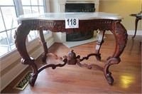 Ornate carved curved leg table Possibly mahogany