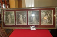 Picture frame w/prints, 51" long, 21" tall.