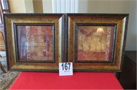2 framed prints, 19" x 19".