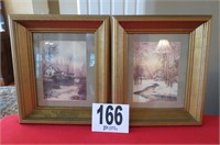 2 framed prints, 11" x 13".