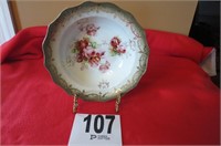 Limoges bowl, rose pattern w/stand.