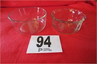 2 glass bowls, 1 pyrex.