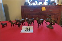6 Bronze horses.
