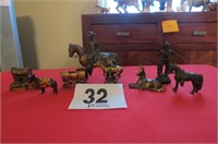 6 Bronze & 2 cast iron figures.