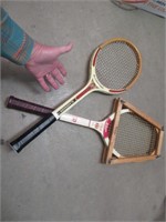 2 older wooden tennis raquets - nice