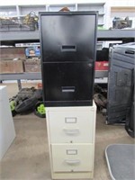 2) 2 Drawer File Cabinets and Contents Clock
