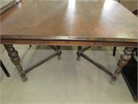 Antique 6 Leg Walnut Dining Room Table