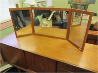 denmark teak framed folding mirror (tabletop mdl)