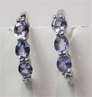 Sterling Silver Tanzanite (2.88ct) Earrings,