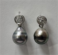 Sterling Silver Diamond (0.10ct) and Pearl