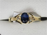 10K Rose Gold Sapphire (0.60ct) & Diamond Ring,