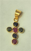 18K Yellow Gold Ruby and Sapphire (0.84ct)