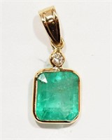 14kt Yellow Gold Emerald (1.90ct) & Diamond