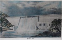 Early TVA Norris Dam Hand Tinted Print