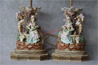 Pair French Porcelain Lamps ca. 1920