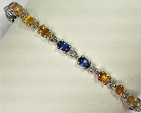 Sterling Silver Multi-Coloured Sapphire & Diamond