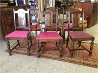 Set of 6 English Oak Dining Chairs