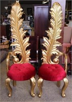 Pair of Feather Accent Chairs w/ Velvet Seats
