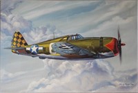 Original George M. Bishop Oil on Canvas Bomber