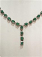 Sterling Silver Emeralds (10.00ct) Necklace,