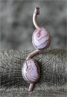 Sterling Silver Natural Agate Double Stone Pendant