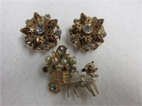 Antique Costume Earrings and Brooch
