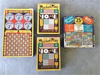 4 pcs. Vintage Punch-out Lottery Games