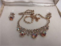 Vintage Ladies Evening Rhinestone Necklace & Earri