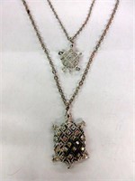 Rhinestone Encrusted Turtle Pendant Necklace