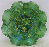 Rose Show ruffled bowl - emerald green