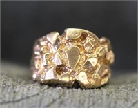 14k Men's Gold Nugget Ring  14.3g