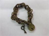 Vintage Ladies Chain Key & Lock Bracelet