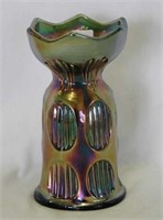 Diamond Rib 6" pinched in whimsey vase - green