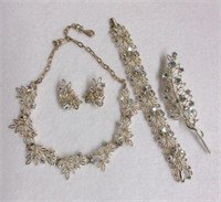 Rhinestone Necklace, Bracelet, Earrings & Brooch S