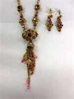 Ladies Evening Costume Jewelry Necklace and Earrin