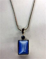 Ladies Blue Gemstone Pendant Necklace