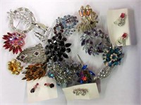 Grouping of Ladies Rhinestone Brooches and Earring