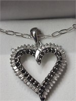 Sterling Silver Black Diamond (0.60ct) Heart Shape