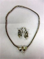 Vintage Rhinestone Evening Necklace & Earring Set