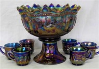 Peacock at the Fountain 8 pc. punch set - blue