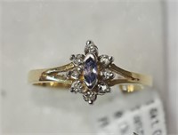 14K Yellow Gold Tanzanite and Diamond Ring